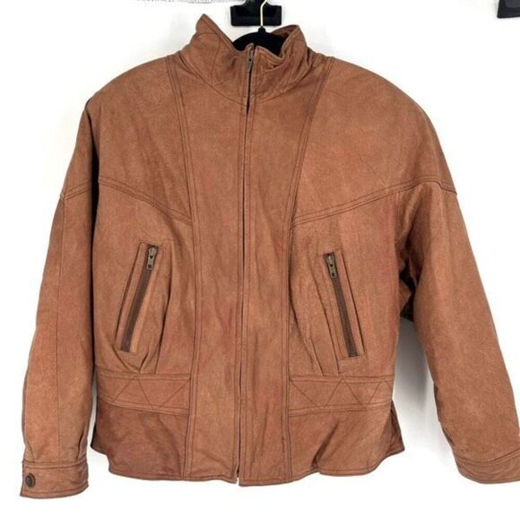 Vintage Wilsons Leather Womens Genuine Leather Insulated Aviator Jacket Brown XL - Picture 1 of 9